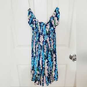 Lilly Pulitzer Size Large Strapless Cotton Ruffle Dress